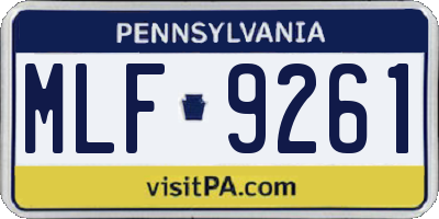 PA license plate MLF9261