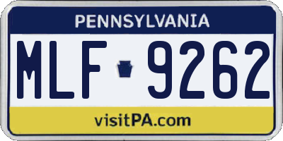 PA license plate MLF9262