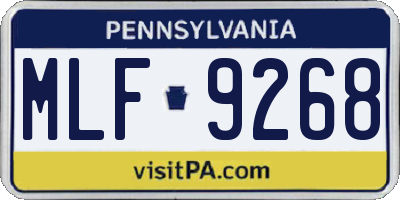 PA license plate MLF9268