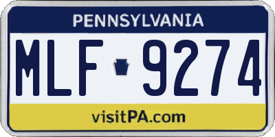 PA license plate MLF9274