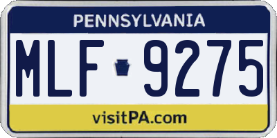 PA license plate MLF9275