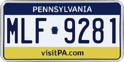 PA license plate MLF9281