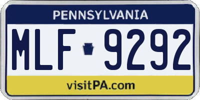 PA license plate MLF9292