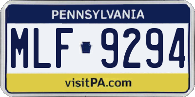 PA license plate MLF9294