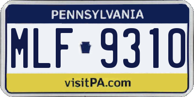PA license plate MLF9310
