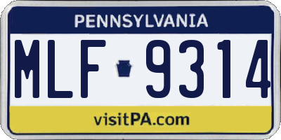 PA license plate MLF9314