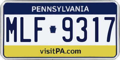 PA license plate MLF9317