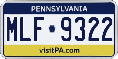 PA license plate MLF9322