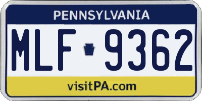 PA license plate MLF9362