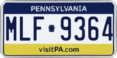 PA license plate MLF9364