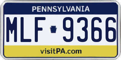PA license plate MLF9366
