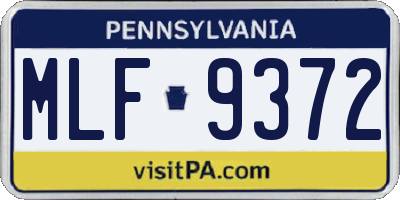PA license plate MLF9372