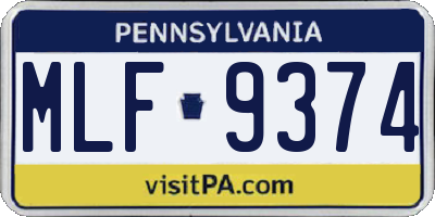 PA license plate MLF9374