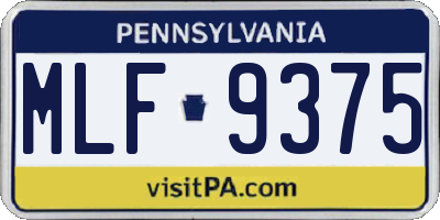 PA license plate MLF9375