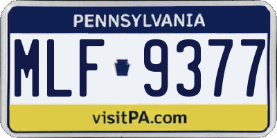 PA license plate MLF9377