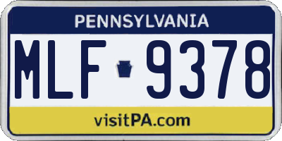 PA license plate MLF9378