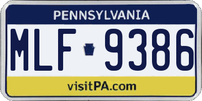 PA license plate MLF9386
