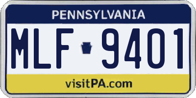 PA license plate MLF9401
