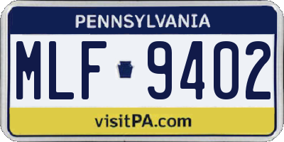 PA license plate MLF9402