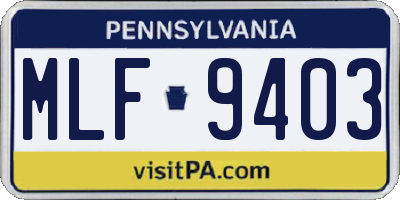 PA license plate MLF9403