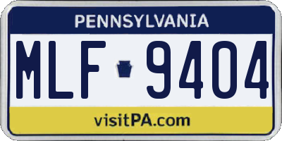 PA license plate MLF9404