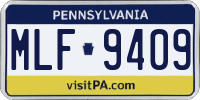 PA license plate MLF9409