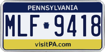 PA license plate MLF9418