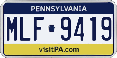 PA license plate MLF9419
