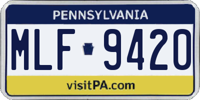 PA license plate MLF9420
