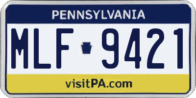 PA license plate MLF9421