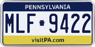 PA license plate MLF9422