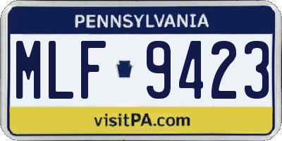 PA license plate MLF9423