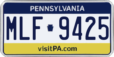 PA license plate MLF9425