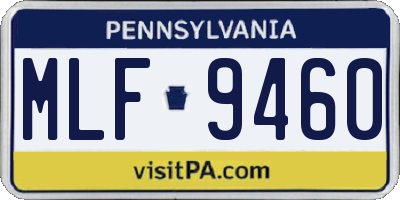 PA license plate MLF9460