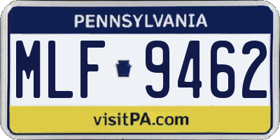 PA license plate MLF9462