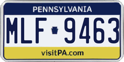 PA license plate MLF9463