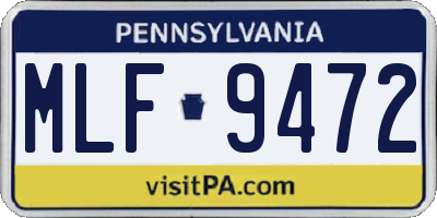PA license plate MLF9472