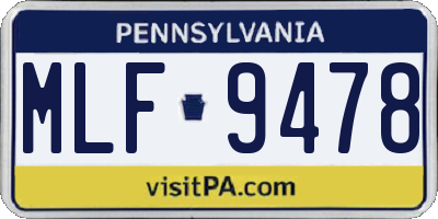 PA license plate MLF9478