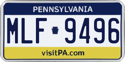 PA license plate MLF9496