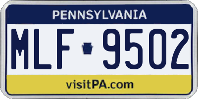 PA license plate MLF9502