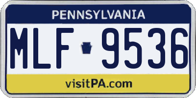PA license plate MLF9536