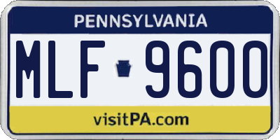 PA license plate MLF9600