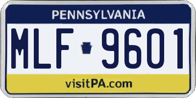 PA license plate MLF9601