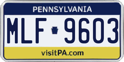 PA license plate MLF9603