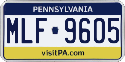 PA license plate MLF9605