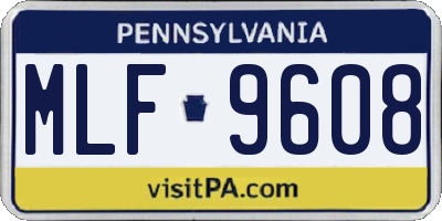 PA license plate MLF9608