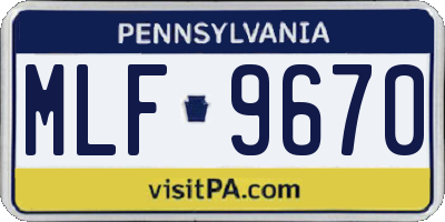 PA license plate MLF9670