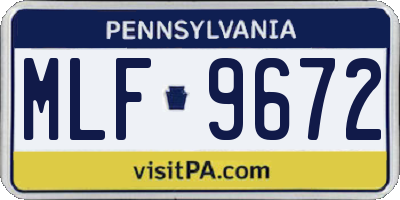 PA license plate MLF9672