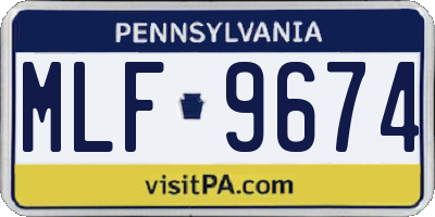 PA license plate MLF9674