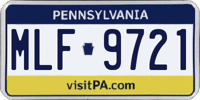 PA license plate MLF9721